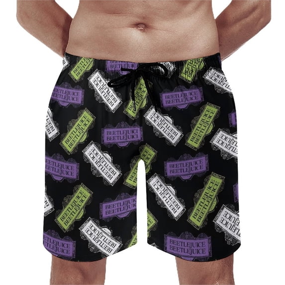 Beetlejuice Men's Beach Shorts Quick Dry with Zipper Pockets Anti-Chafing Surf Shorts 2XL