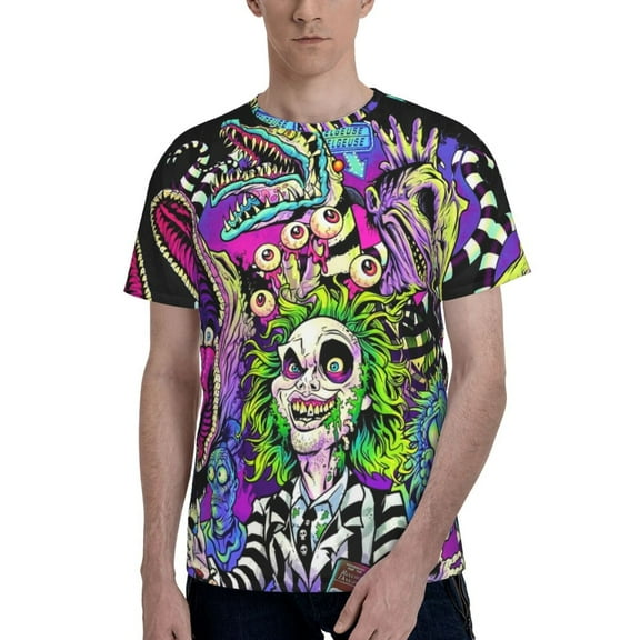 Beetlejuice Men's T Shirts Cartoon Graphic Short Sleeve Tees Novelty Casual Unisex Adults Tee Shirt Tops