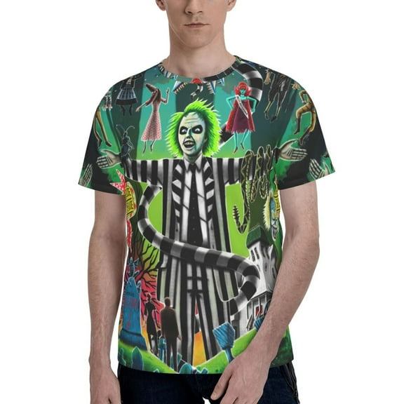 Beetlejuice Men's T Shirts Cartoon Graphic Short Sleeve Tees Novelty Casual Unisex Adults Tee Shirt Tops