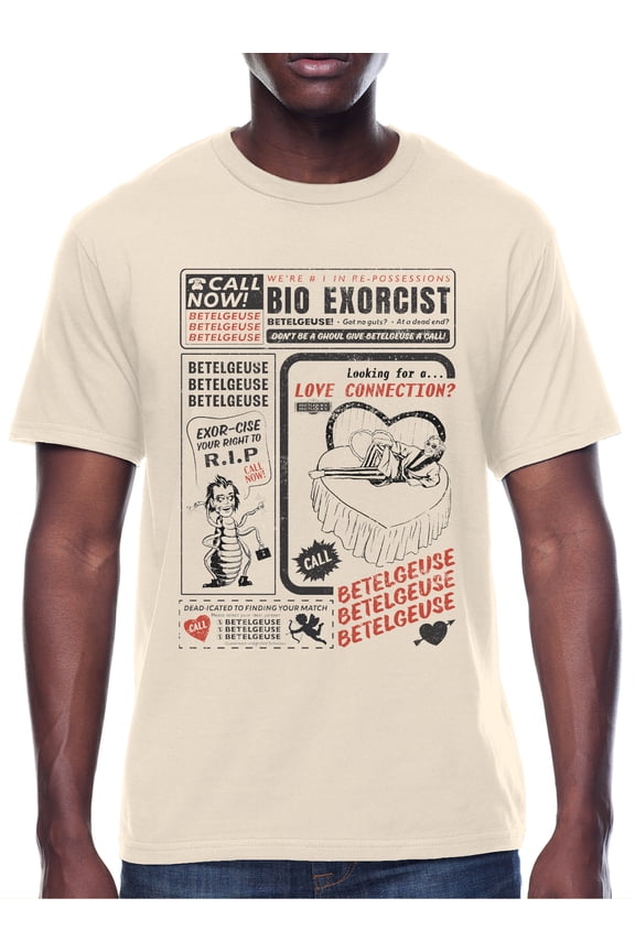 , Mens Graphic Print Short Sleeve Tee, Beetlegeuse Ad, Sizes S-3XL