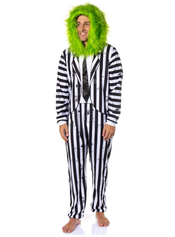 Beetlejuice Mens' Halloween Movie Character Union Suit Costume Sleep Pajama