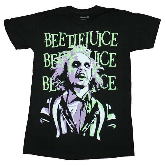 Beetlejuice Mens T-Shirt - Pastel Colored Name Drop Smiling Portrait