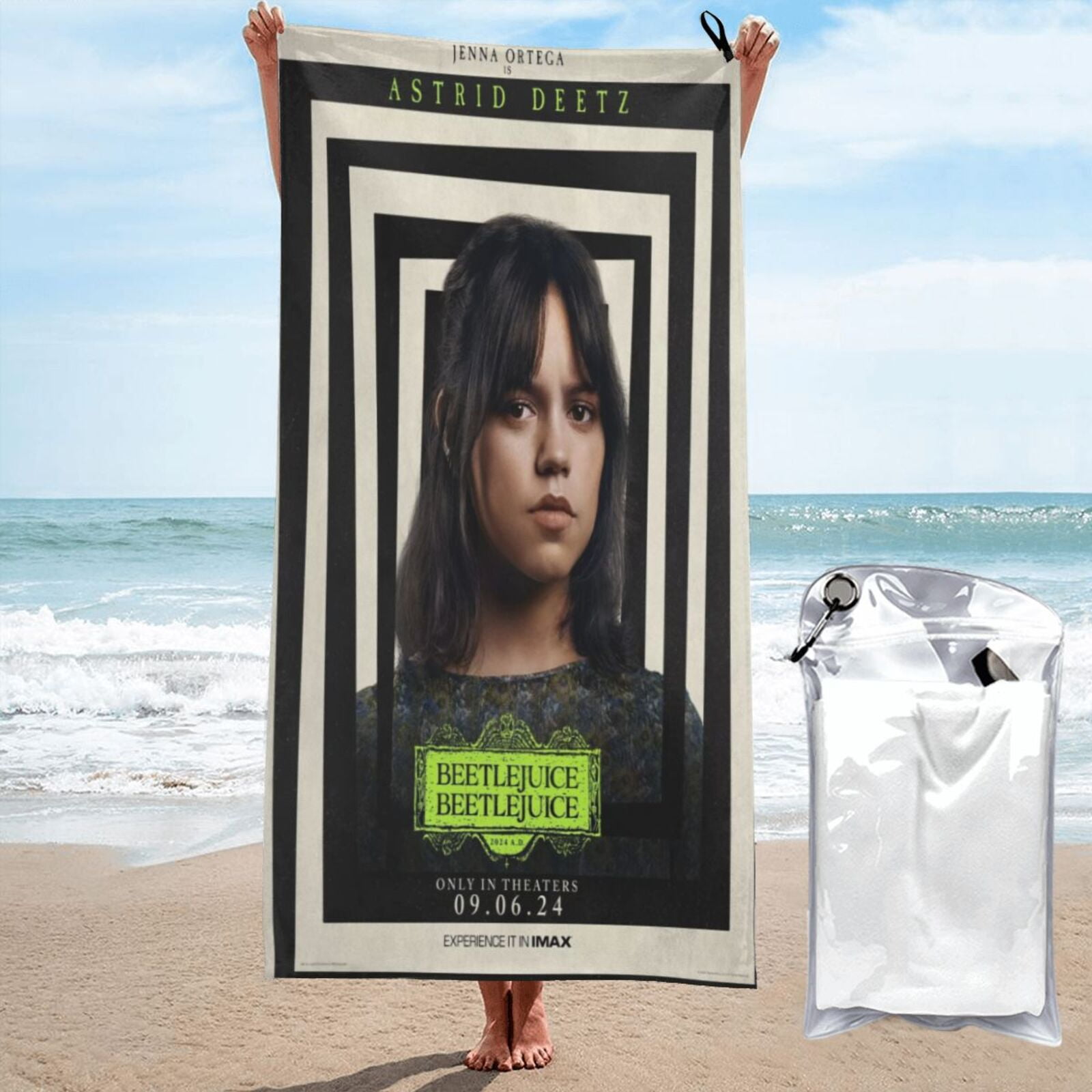 Beetlejuice Beetlejuice Microfiber Beach Towel, 31.5"x63" Oversized