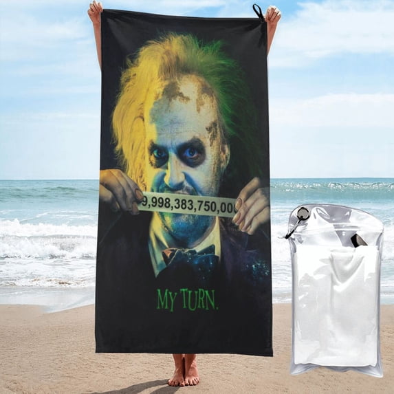 Beetlejuice Beetlejuice Microfiber Beach Towel, 31.5"x63" Oversized Sand Free Travel Towels Quick Dry Swimming Towel, Lightweight Camping Towel Super Absorbent Pool Towel for Vacation Essentials Gift