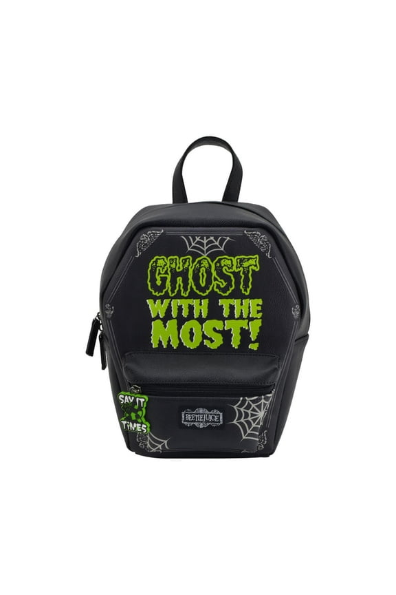 Mini Backpack, Coffin Shape Small Travel Bag Purse for Men and Women, Adjustable Shoulder Straps, Black, 11 Inch