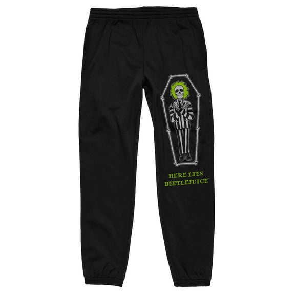 Beetlejuice Movie Here Lies Beetlejuice Men's Black Jogger Pants-Large