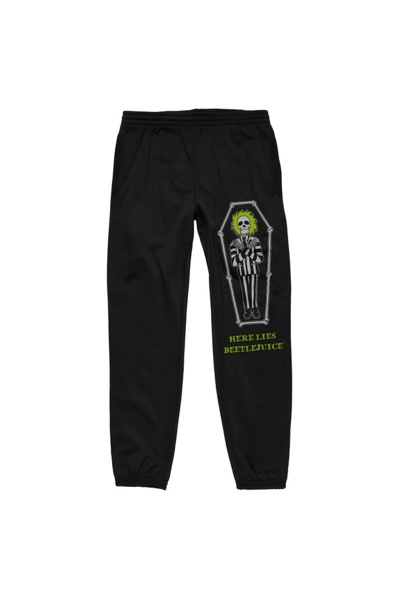 Beetlejuice Movie Here Lies Beetlejuice Men's Black Jogger Pants-Small