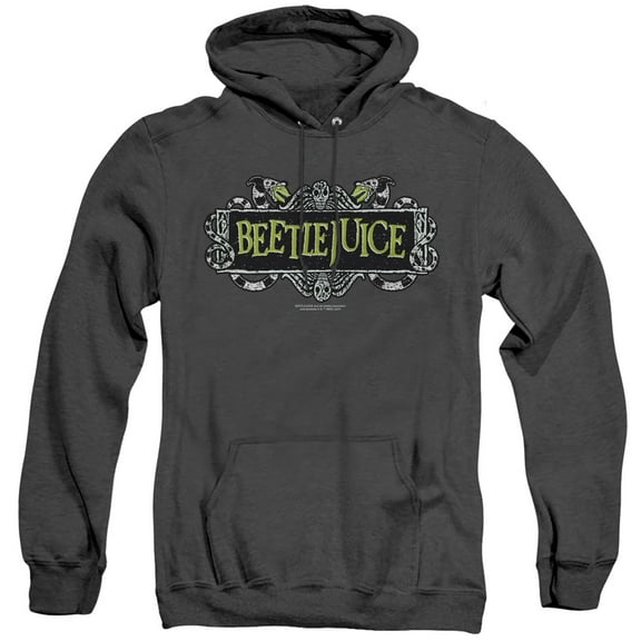 Beetlejuice Movie Logo Unisex Adult Pull-Over Heather Hoodie,Black, Small