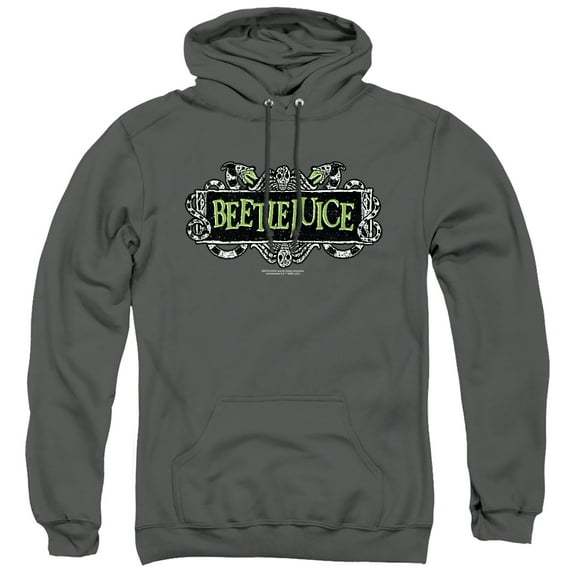 Beetlejuice Movie Logo Unisex Adult Pull-Over Hoodie,Charcoal, Small