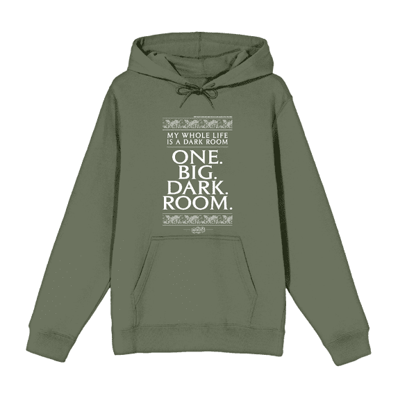 Beetlejuice My Whole Life Is A Dark Room Adult Olive Long Sleeve Hoodie-Large