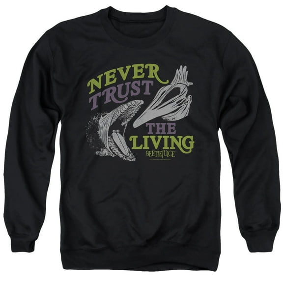 Beetlejuice Never Trust Unisex Adult Crewneck Sweatshirt,Black, Small