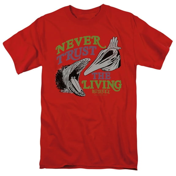Beetlejuice Never Trust Unisex Adult T-Shirt, Red, Medium