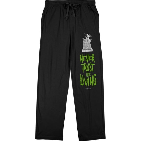 Beetlejuice Never Trust the Living Men's Black Drawstring Sleep Pajama Pants -Large