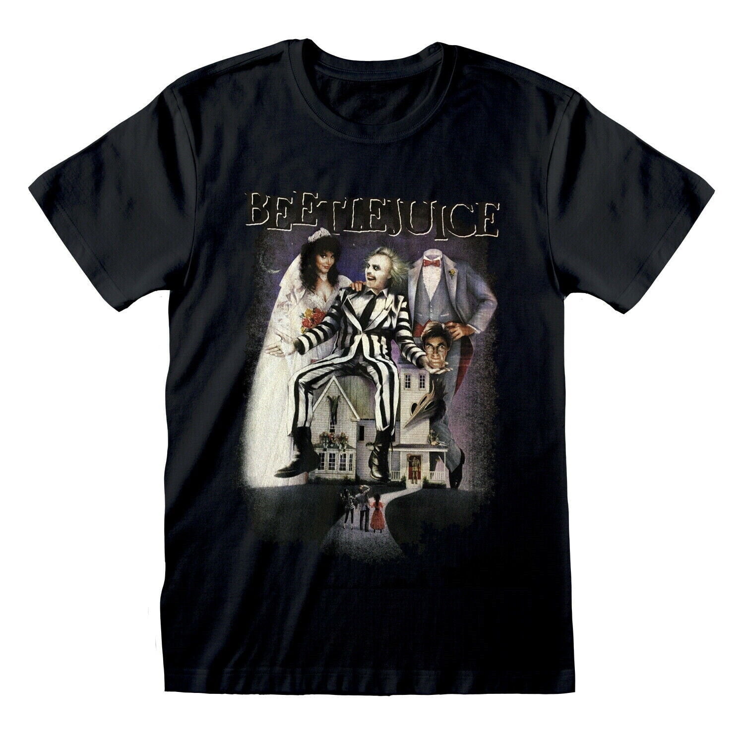 Beetlejuice Poster Black Logo Black TShirt NEW OFFICIAL