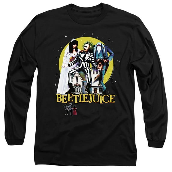 Beetlejuice Poster Revisited Unisex Adult Long-Sleeve T Shirt,Black, 3X-Large