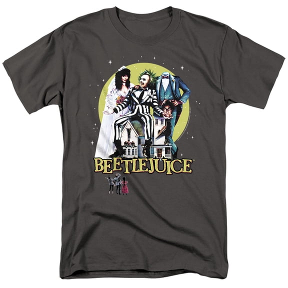 Beetlejuice Poster Revisited Unisex Adult T Shirt, Charcoal, X-Large