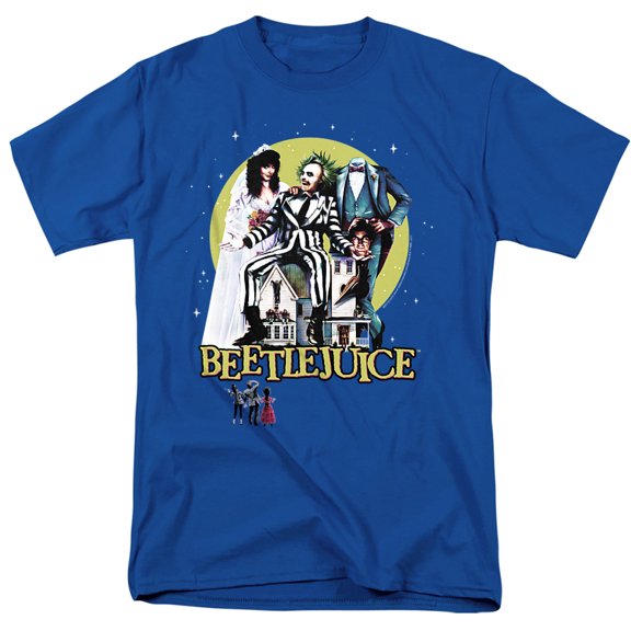 Beetlejuice Poster Revisited Unisex Adult T-Shirt, Royal, 3X-Large