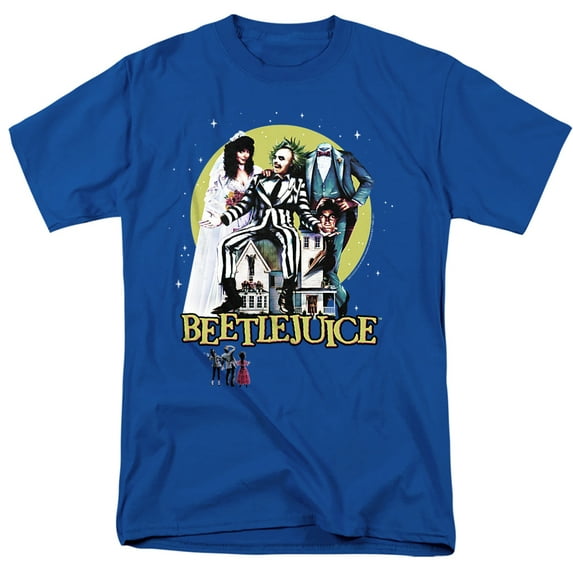 Beetlejuice Poster Revisited Unisex Adult T-Shirt, Royal, 5X-Large