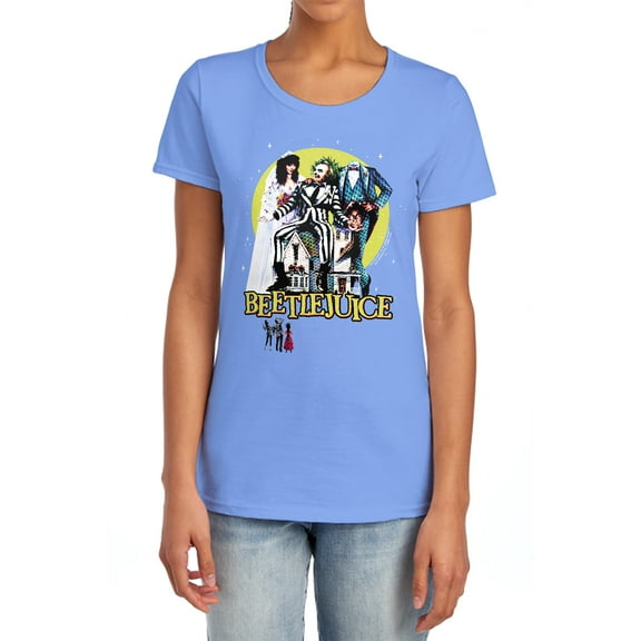 Beetlejuice Poster Revisited Women's T Shirt,Carolina Blue, 2X-Large