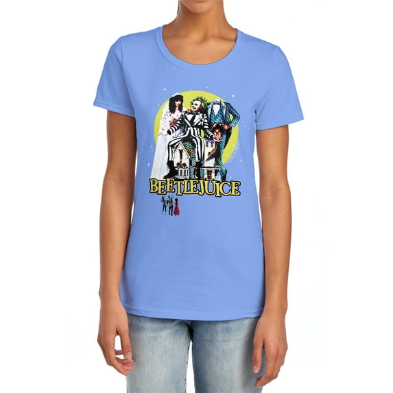 Beetlejuice Poster Revisited Women's T Shirt,Carolina Blue, Small