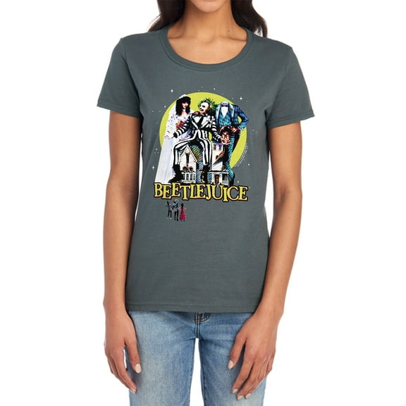Beetlejuice Poster Revisited Women's T Shirt,Charcoal, Large