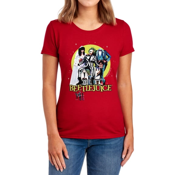 Beetlejuice Poster Revisited Women's T Shirt,Red, Large