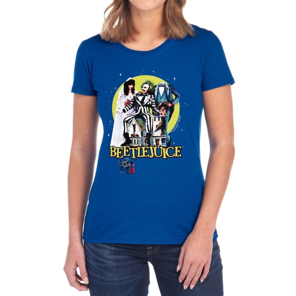 Beetlejuice Poster Revisited Women's T Shirt,Royal, Medium