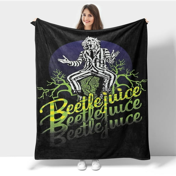 Beetlejuice Retro Print Super Soft Flannel Plush Throw Blanket for Sofa Bedroom Living Room Travel and Camping, Four Seasons Comfort 50" * 40"