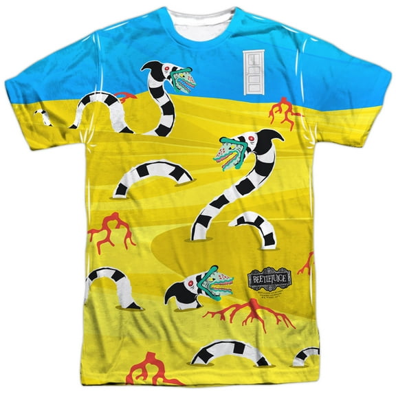 Beetlejuice Sands of Saturn Unisex Adult Front Only Sublimated T Shirt,Multi, 3X-Large