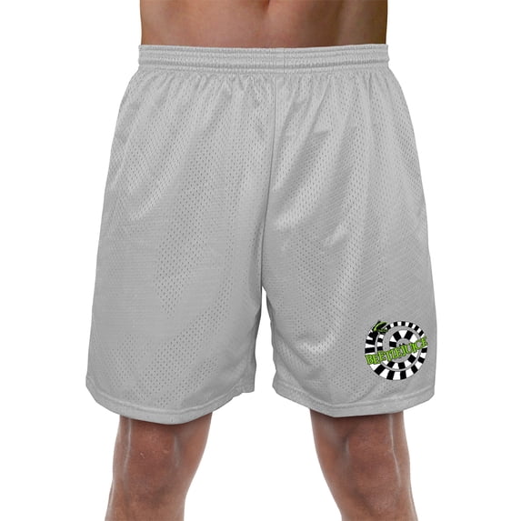 Beetlejuice Sandworm Logo Mens Lined Mesh Shorts, Silver, 2X-Large