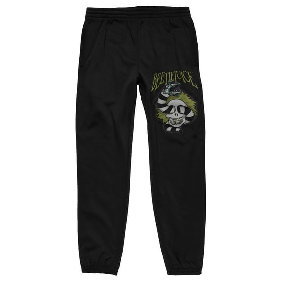 Beetlejuice Sandworm with Skull and Logo Men's Black Jogger Pants-Small