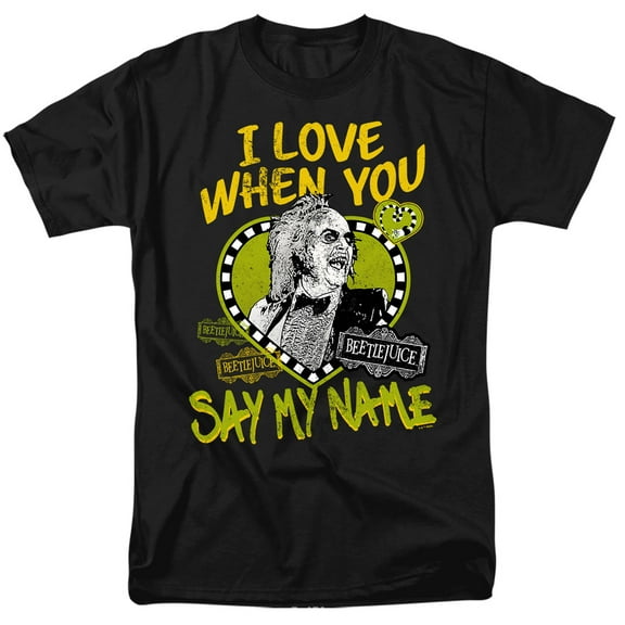 Beetlejuice Say My Name Valentine Unisex Adult T Shirt, Black, 6X-Large