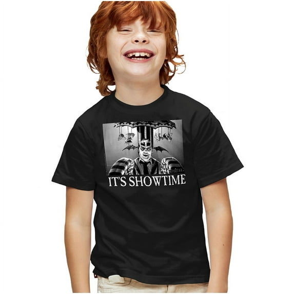 Beetlejuice Showtime Kids T Shirt (Medium) for Youth Toddler Boys and Girls, Black