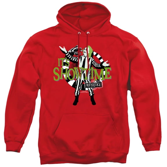 Beetlejuice Showtime Unisex Adult Pull-Over Hoodie,Red, Small
