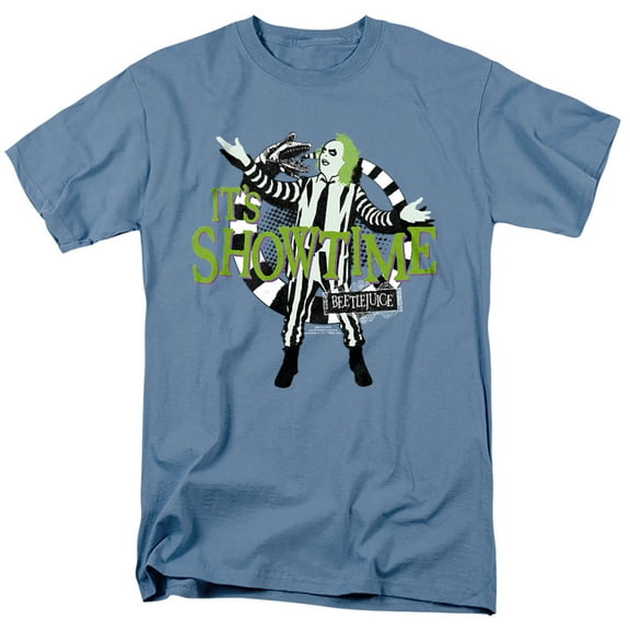 Beetlejuice Showtime Unisex Adult T-Shirt, Carolina Blue, Large