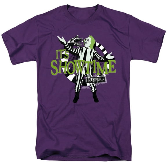 Beetlejuice Showtime Unisex Adult T-Shirt, Purple, 2X-Large