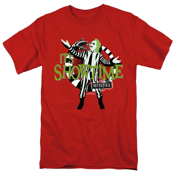 Beetlejuice Showtime Unisex Adult T-Shirt, Red, 2X-Large