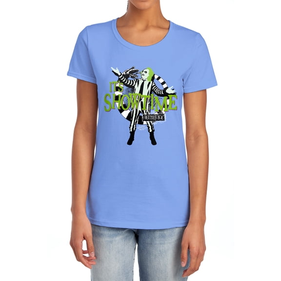 Beetlejuice Showtime Women's T Shirt,Carolina Blue, Large