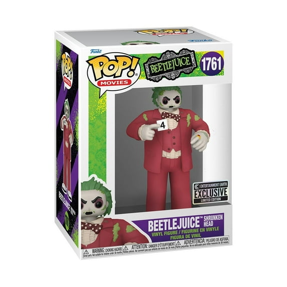 Beetlejuice Shrunken Head Funko Pop! Movies E.E Exclusive Collectible Vinyl Figure #1761 with Case