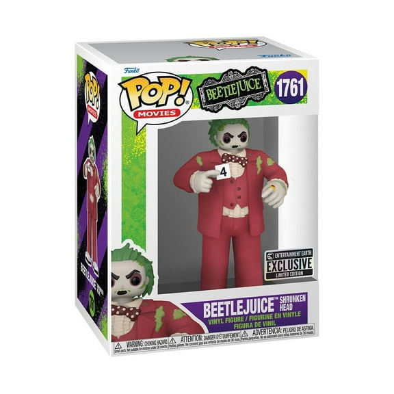 Beetlejuice Shrunken Head Funko Pop! Movies E.E Exclusive Collectible Vinyl Figure #1761 with Case