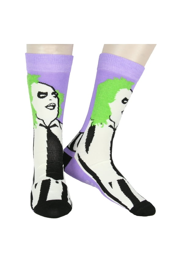 Beetlejuice Socks Tim Burton Beetlejuice Movie Character Novelty Knit Mid Calf Men's Crew Socks Shoe Size 6-12