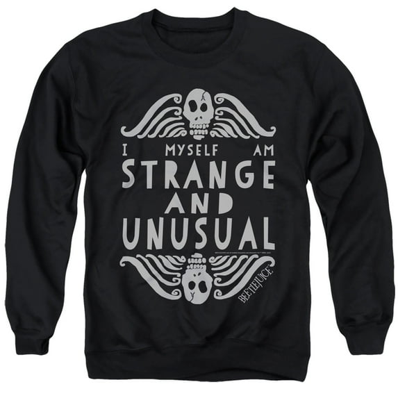 Beetlejuice Strange And Unusual Unisex Adult Crewneck Sweatshirt,Black, 2X-Large