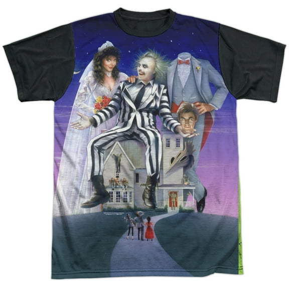 Beetlejuice Striped Poster Unisex Adult Halloween Costume Sublimated T Shirt