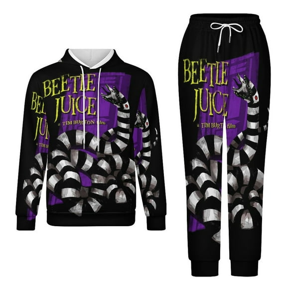 Beetlejuice Sweatshirt & Sweatpants Tracksuit Sets Printed Casual Pullover Hoodie & Pants Set 2XS