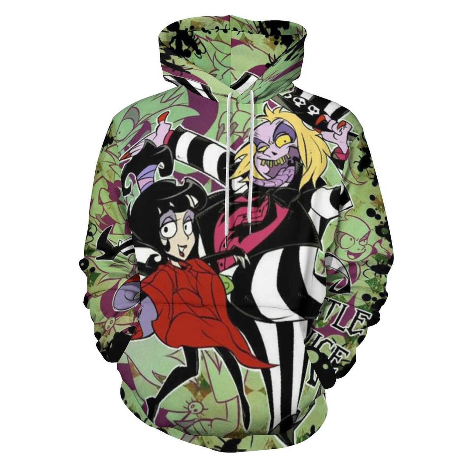 Beetlejuice Adult Unisex Black Spiral Hoodie