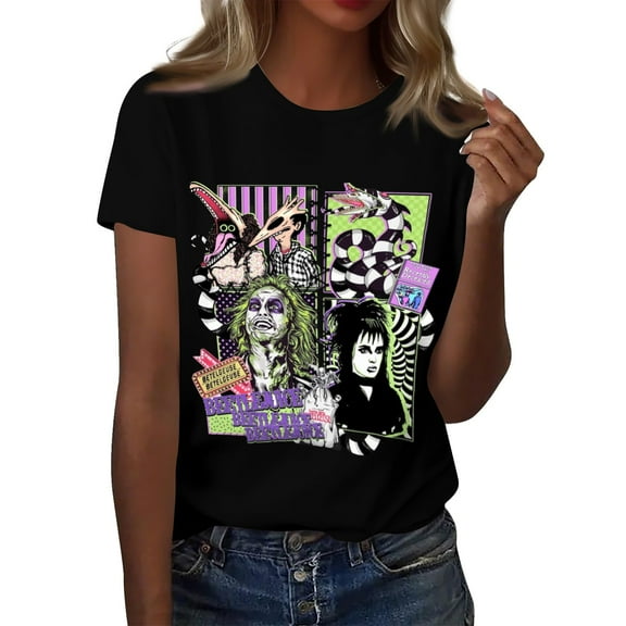 Beetlejuice Halloween T-Shirt for Adult,  Horror Halloween Shirt, TV Movie Video Games Beetlejuice Shirts, Funny Birthday Cotton Blouse, Unisex shirt Christmas Shirt Tee,Horror T-Shirts for Adults
