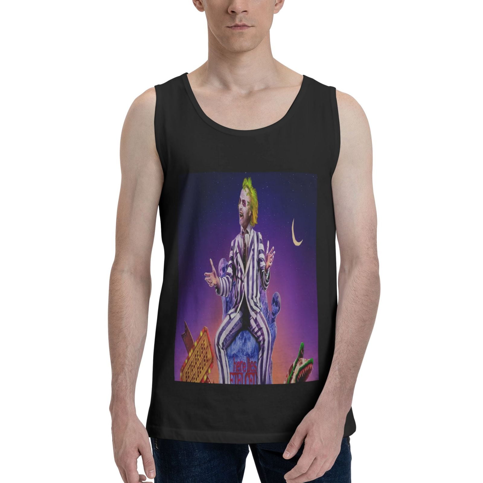 Beetlejuice Tank Tops Men Cotton Workout Gym Sleeveless T Shirt