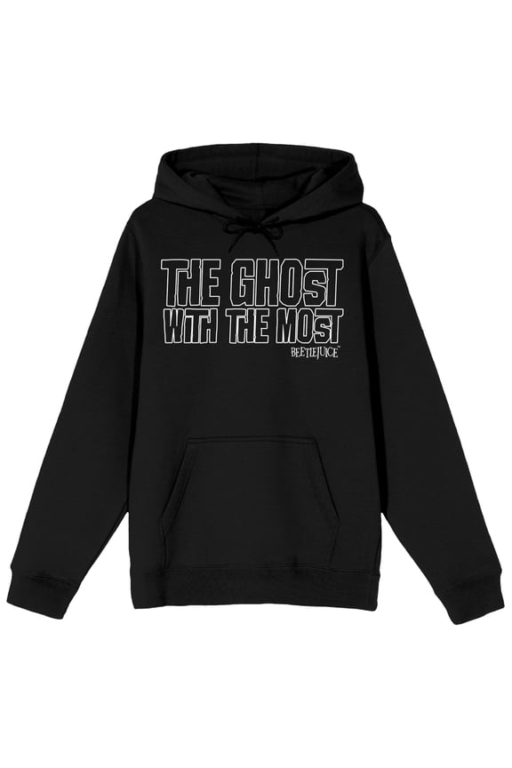 Beetlejuice The Ghost With The Most Long Sleeve Black Adult Hooded Sweatshirt-Large