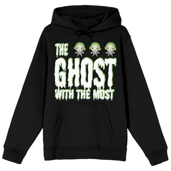 Beetlejuice The Ghost With The Most Long Sleeve Men's Black Hooded Sweatshirt-Medium