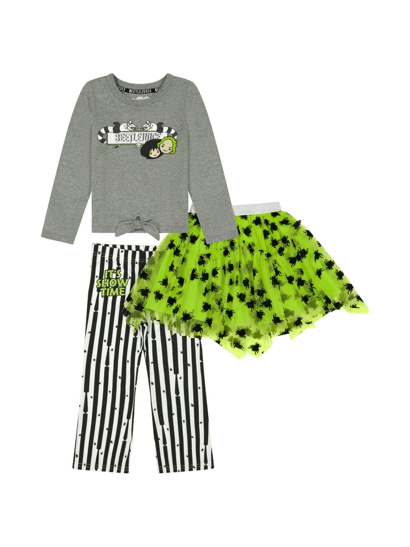 Beetlejuice Toddler Girls Long Sleeve Top, Tulle Skirt, and
